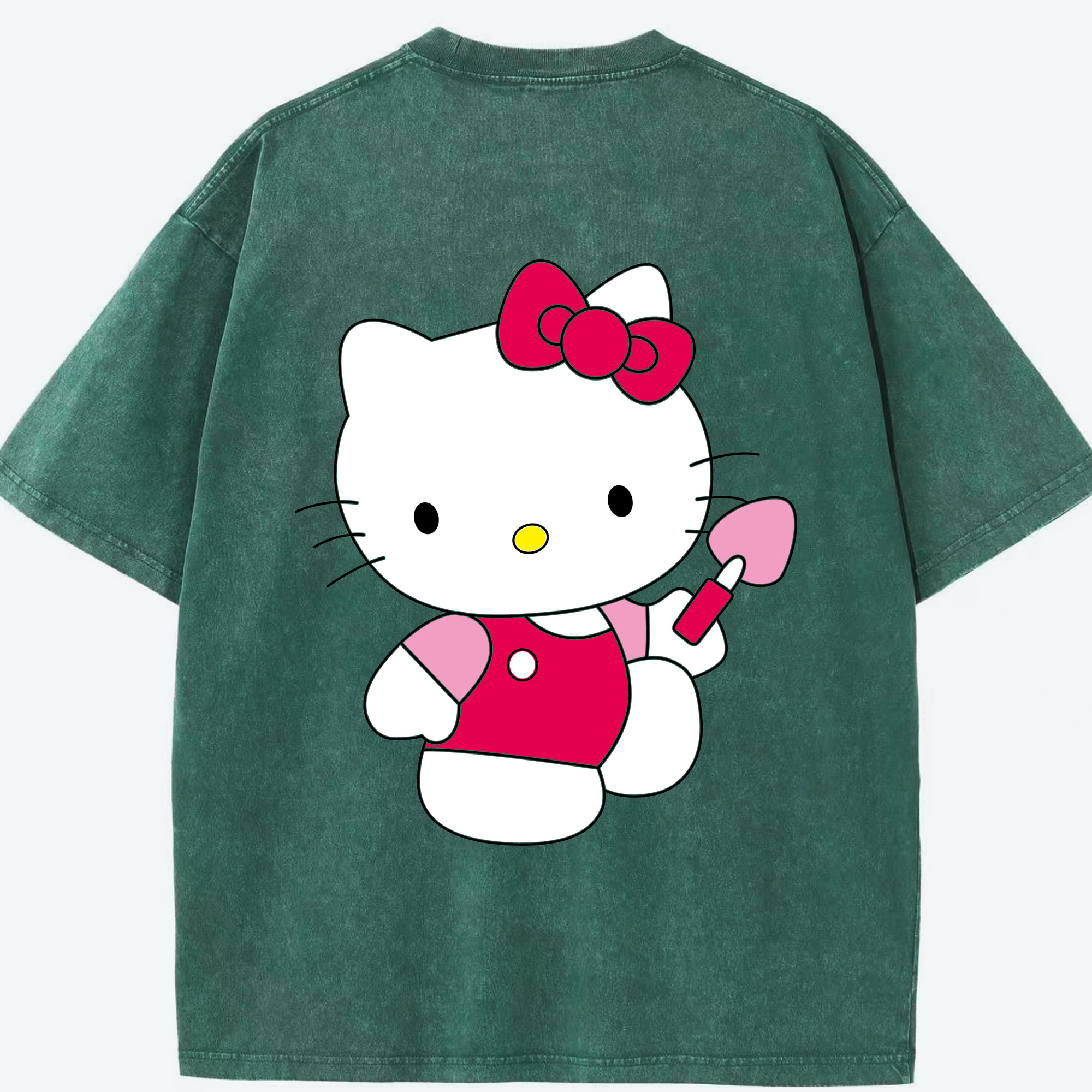 （画像用） Hello Kitty ハローキティ 綿100% ヴィンテージ風 半袖Tシャツ（背面プリント）